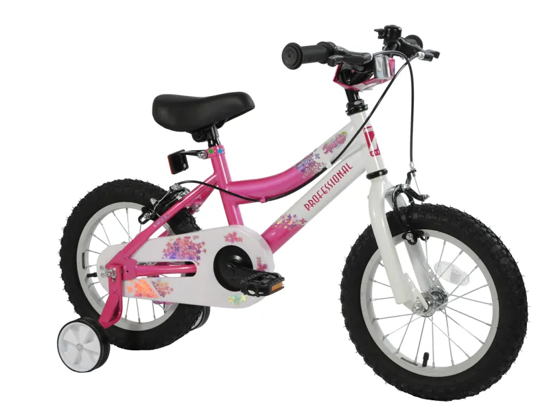 Professional Sparkle 14 Inch Wheel Kids Bike Pink and White-1